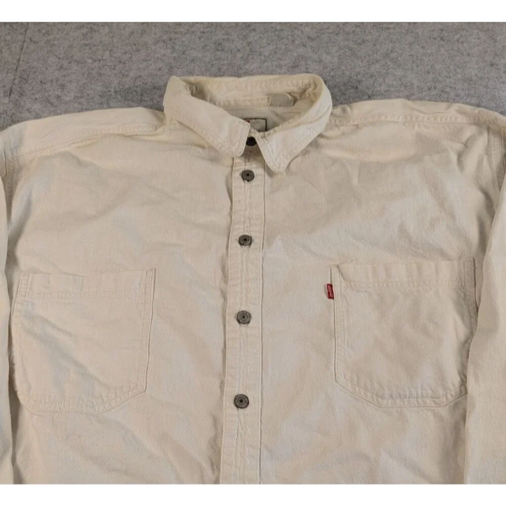 Vintage 1996 Levi's Red Tab Denim Shirt Jacket Shacket Off White Mens XXL